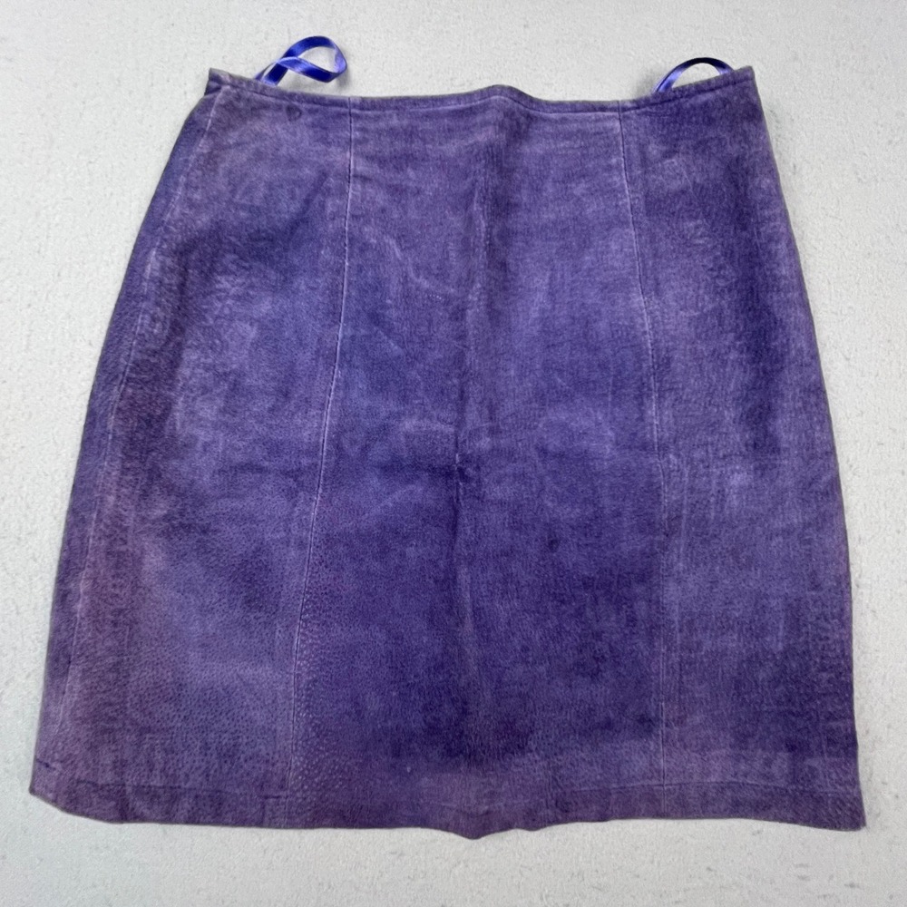 Wilsons Leather Skirt Womens 2 Purple Suede Mini A-Line Panel Zip Y2K Retro